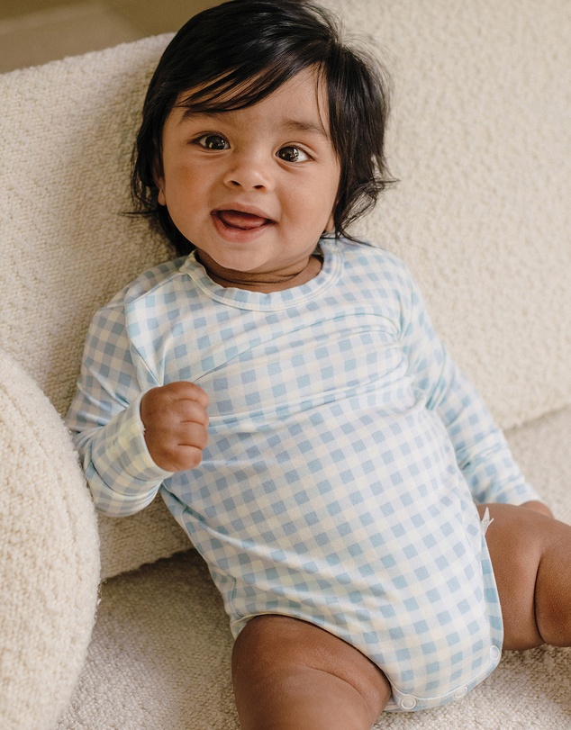 Kynd Baby - Comfy Bodysuit Long Sleeve in Blue Gingham