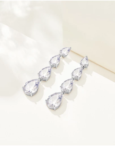 Mestige - Provence Pear Drop Earrings - Silver Plated