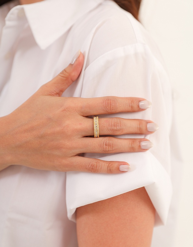 Elli Jewelry - Stardust Crystal Ring in Gold-Plated 925 Silver