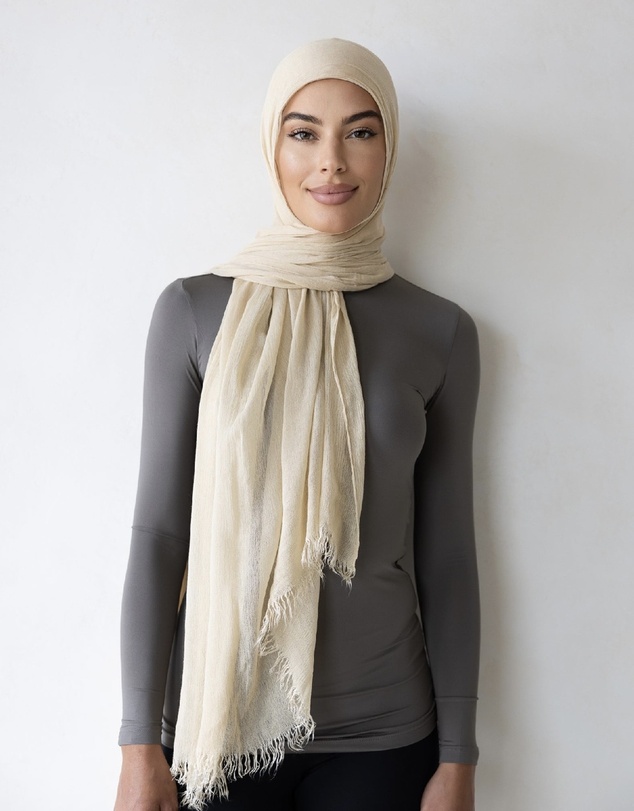 Mod Squad - Luxe Rayon Hijab Frayed Edge - SAND 14