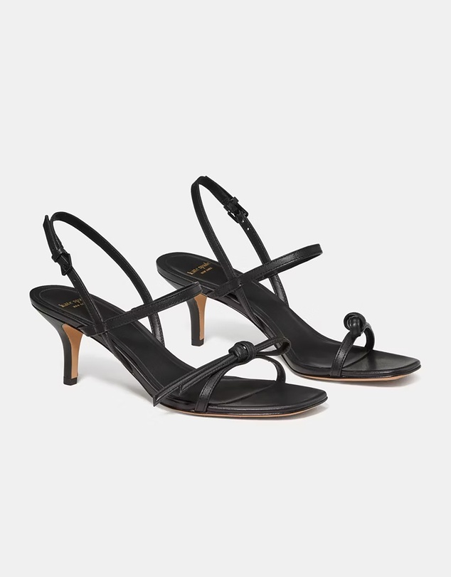 Kate Spade - Loop Smooth Leather Kitten Heel Sandals