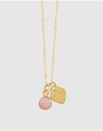Von Treskow - Cable Chain Necklace with Pink Opal & VT Heart