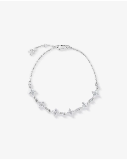 Michael Hill - Cubic Zirconia Floral Station Bracelet in Sterling Silver