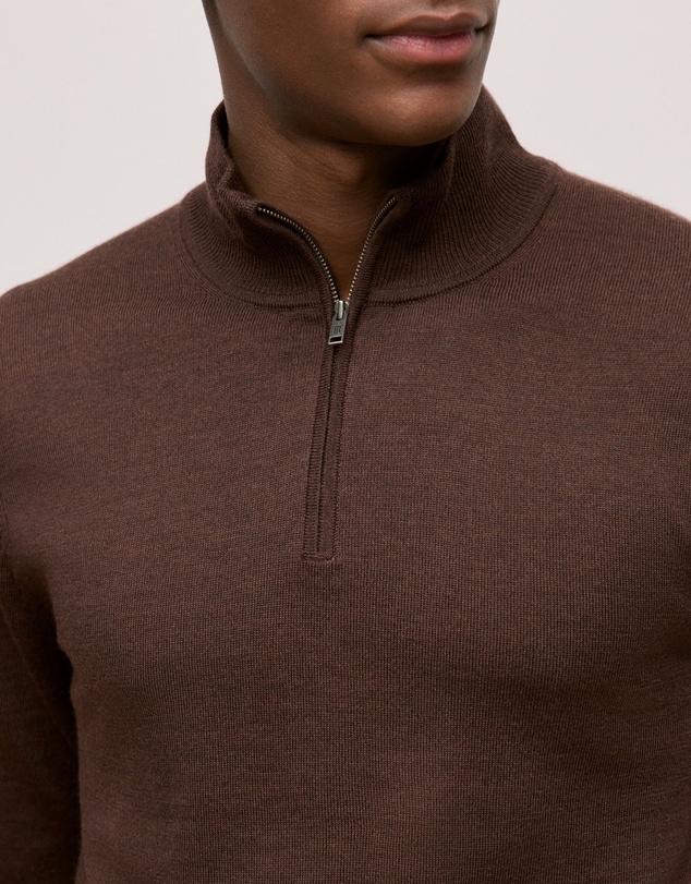 Trenery - Merino Half Zip in Espresso