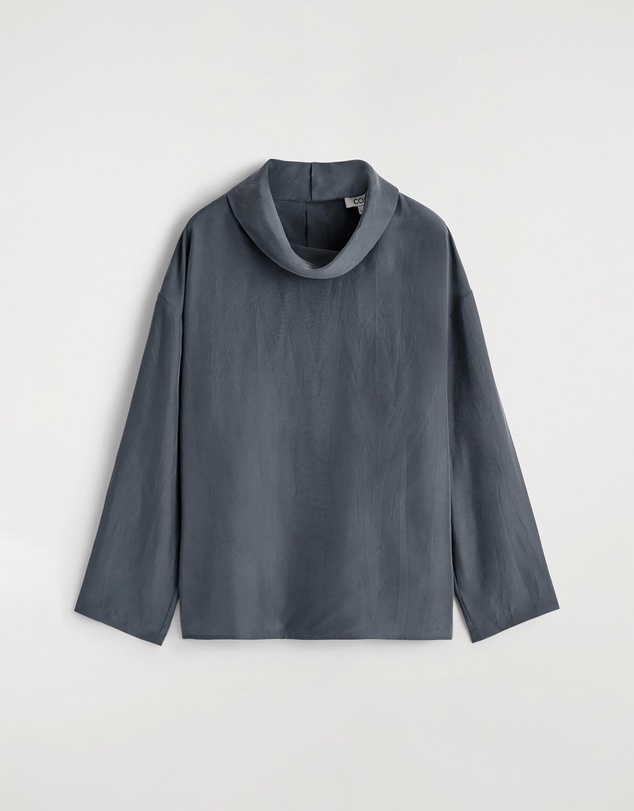 COS - Crinkled-Silk Funnel-Neck Top