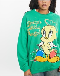 Vintage by The Real Deal - Pre Loved - Vintage 1996 Tweety Bird Looney Tunes Cartoon Christmas Sweatshirt