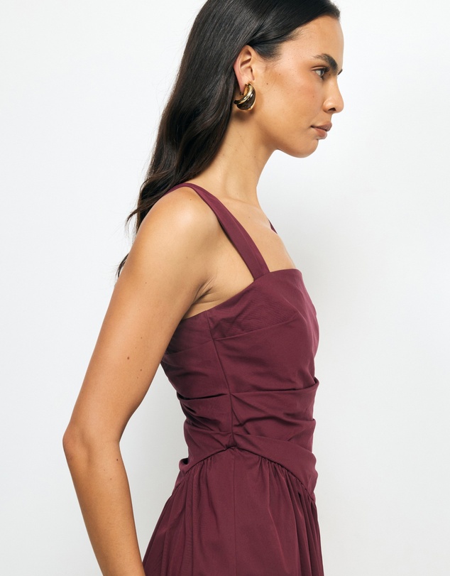 Revibe - Repaired AERE Kylara Ruched Midi Dress - AU 10