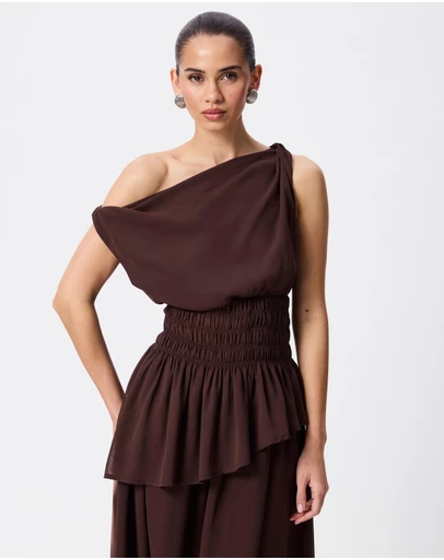 Tussah - Valentina Off The Shoulder Shirred Detail Top
