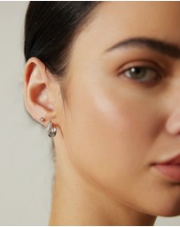 Ania Haie - Ania Haie Silver Small Chubby Sparkling Huggie Hoop Earrings
