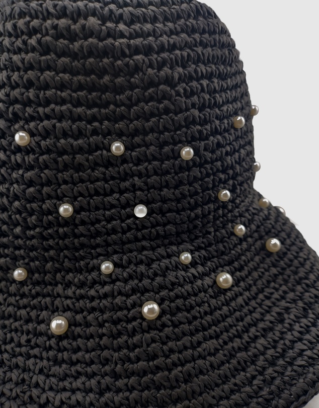 Miz Casa and Co - Monaco Pearl Foldable Raffia Weave Sun Hat