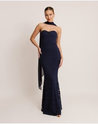Six Stories - Lace Corset Maxi Dress with Neck Scarf