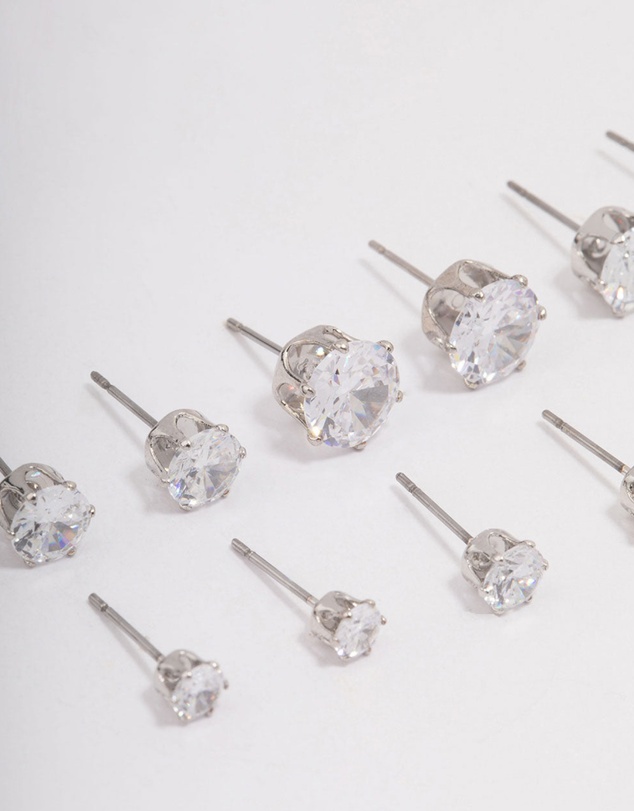 Lovisa - Silver Classic Round Cubic Zirconia Earring 6-Pack