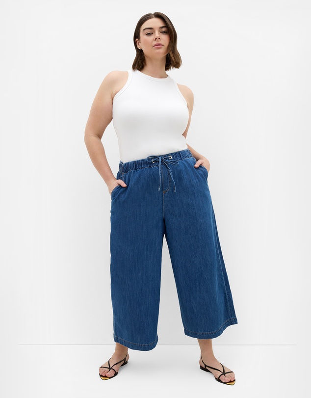 City Chic - Plus size Tiana Cotton Denim Crop Pant - light wash