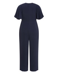 City Chic - Plus size Braelynn V Neck Jumpsuit - navy