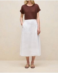 Trenery - Stretch Linen Patch Pocket Skirt in White