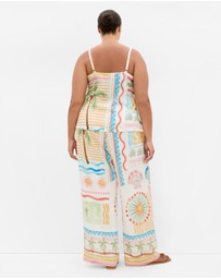 City Chic - Plus size Aliya Sea Dream Placement Print Cami - ivory