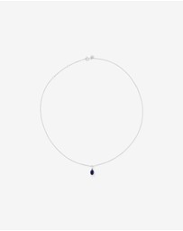 Michael Hill - Oval Cut Blue Created Sapphire Gemstone Hoop Earrings and Pendant Necklace Set in Sterling Silver