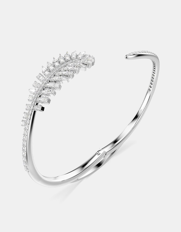 Swarovski - Vienna Bangle, Mixed Cuts, Feather, White, Rhodium Plated