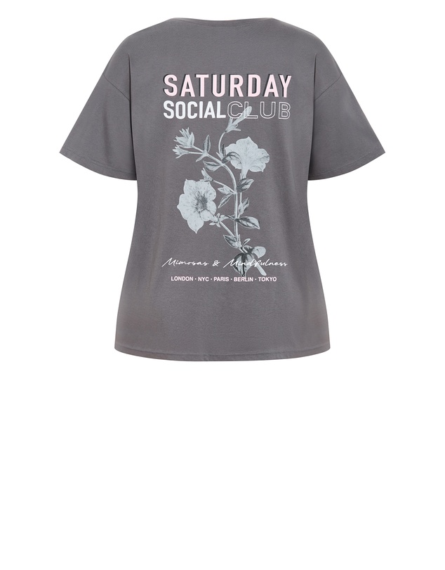 City Chic - Plus size Chill Social Club Tee - slate