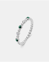 Ania Haie - Silver Bezel Malachite Beaded Ring