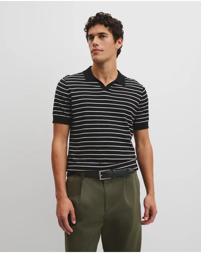 Country Road - Australian Cotton Silk Stripe Knit Polo
