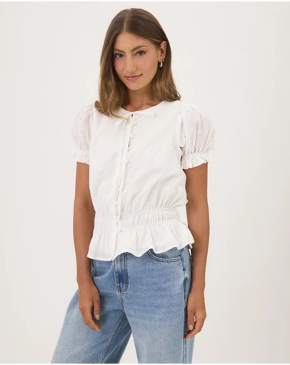 Atmos&Here - Eliza Embroidered Gathered Top