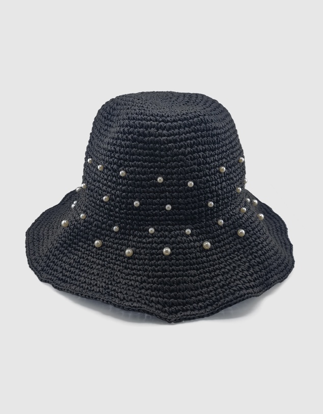 Miz Casa and Co - Monaco Pearl Foldable Raffia Weave Sun Hat