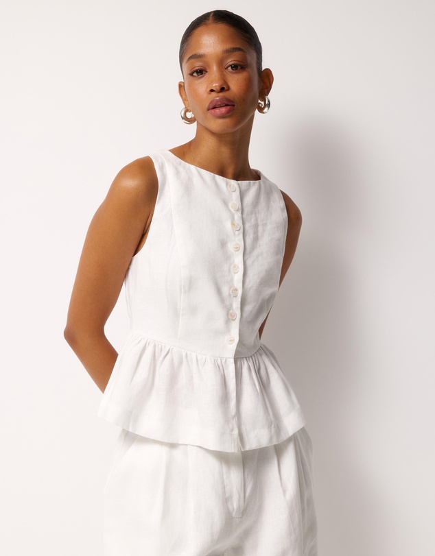 AERE - Kaia Linen Button Front Top