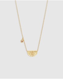By Charlotte - Gold Lotus Birthstone Necklace - October