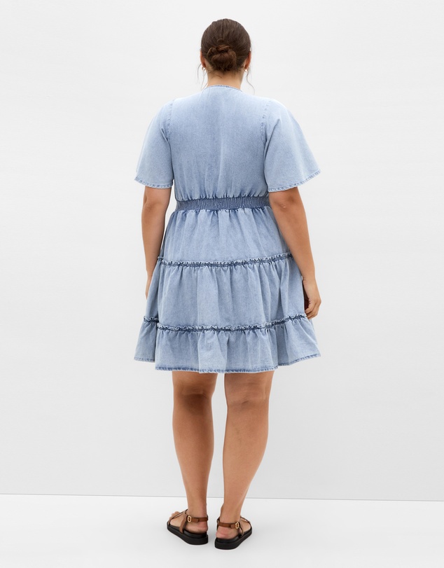 City Chic - May Tiered Denim Mini Dress