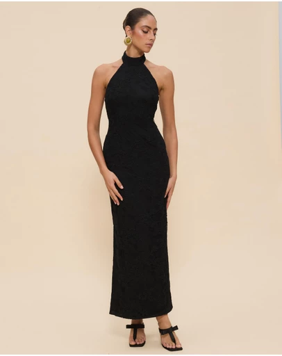 CHANCERY - Lara Lace High Neck Halter Maxi Dress