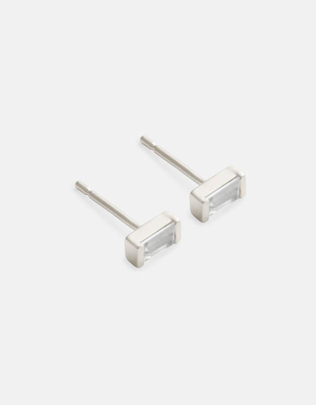 Kirstin Ash - Baguette Birthstone Studs April - White Topaz