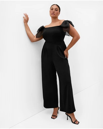 City Chic - Plus size Macie Bow Detail Jumpsuit - black