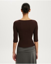Cotton On - Boat Neck 3/4 Sleeve Top