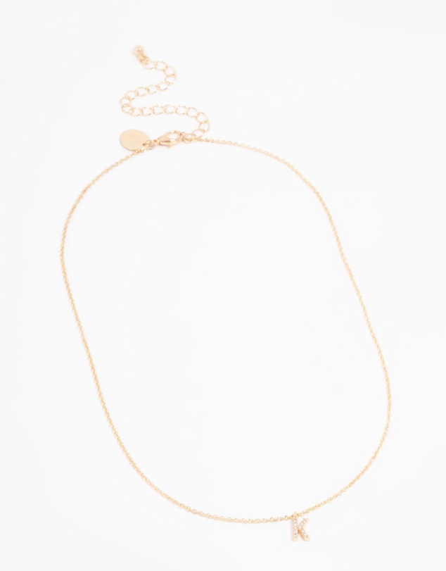 Lovisa - Gold Plated Cubic Zirconia Letter K Necklace