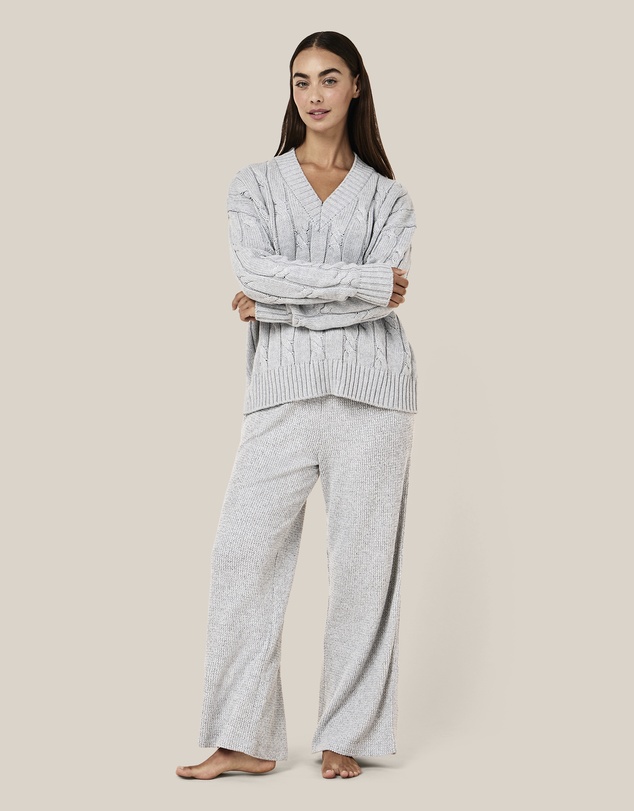 Papinelle - Cotton Cashmere Cable V- Neck Jumper