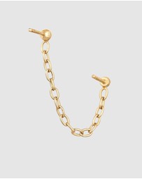Elli Jewelry - Earrings Stud Chain with Crystal in 925 Sterling Silver Gold Plated