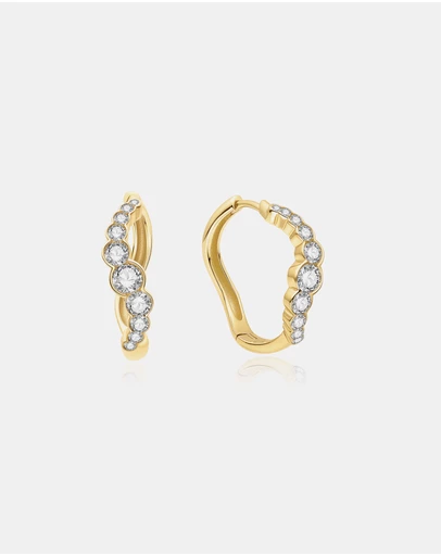 Ania Haie - Gold Sparkling Tide Huggie Hoop Earrings