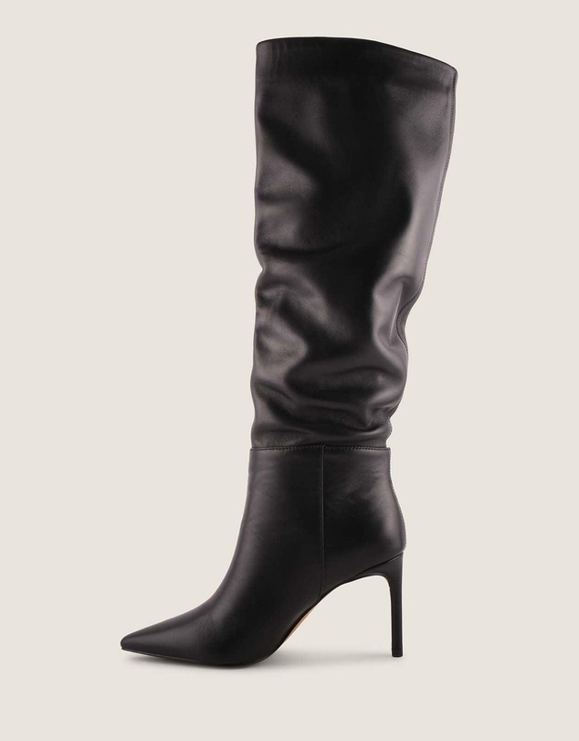 Shelly Shen - Marlow Heel Long Boots Black Leather