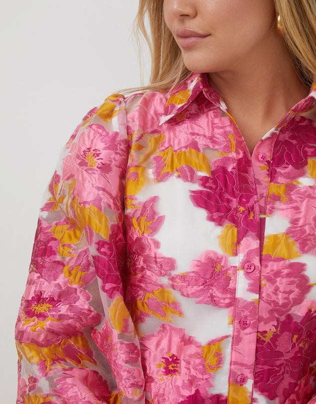 Esther & Co - Janette Shirt - Pink and White Floral