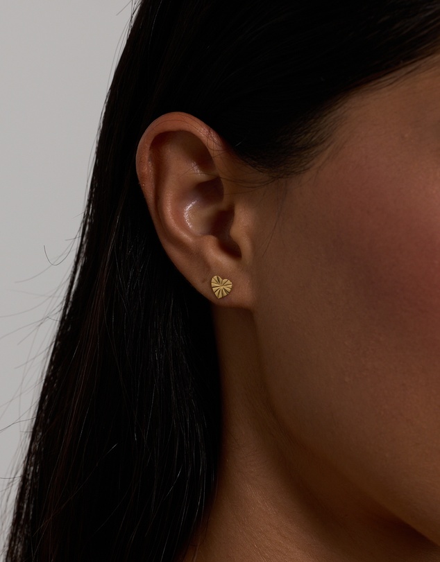 Michael Hill - Textured Heart Stud Earrings in 18kt Vermeil
