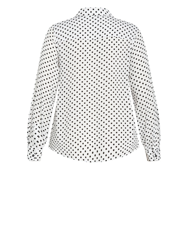 City Chic - Plus size Hesper Mews Spot Shirt - white