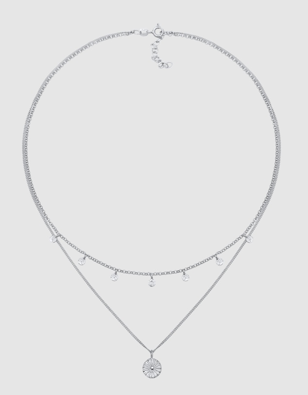 Elli Jewelry - Necklace Layer Disc 925 Sterling Silver