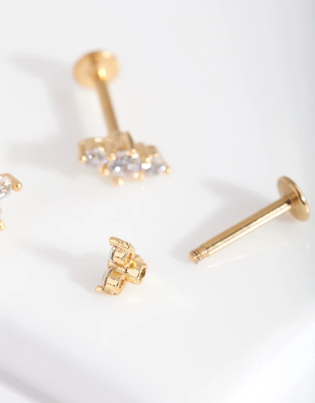 Lovisa - Gold Surgical Steel Flower Flat Back Earring Pack