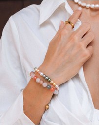 Nialaya Jewellery - Women's Beaded Bracelet with Cherry Quartz, Rose Quartz, Amethyst Lavender, and Pink Aventurine