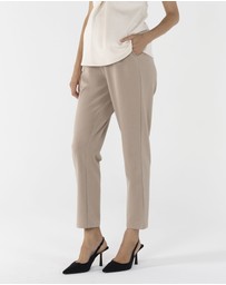 Angel Maternity - Donna High Waist Maternity Work Pants in Beige