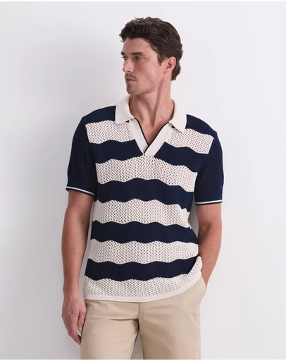 Sportscraft - Wave Stripe Knit Polo
