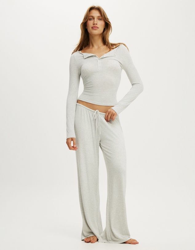 Cotton On Body - Super Soft Boat Neck Henley Long Sleeve Top