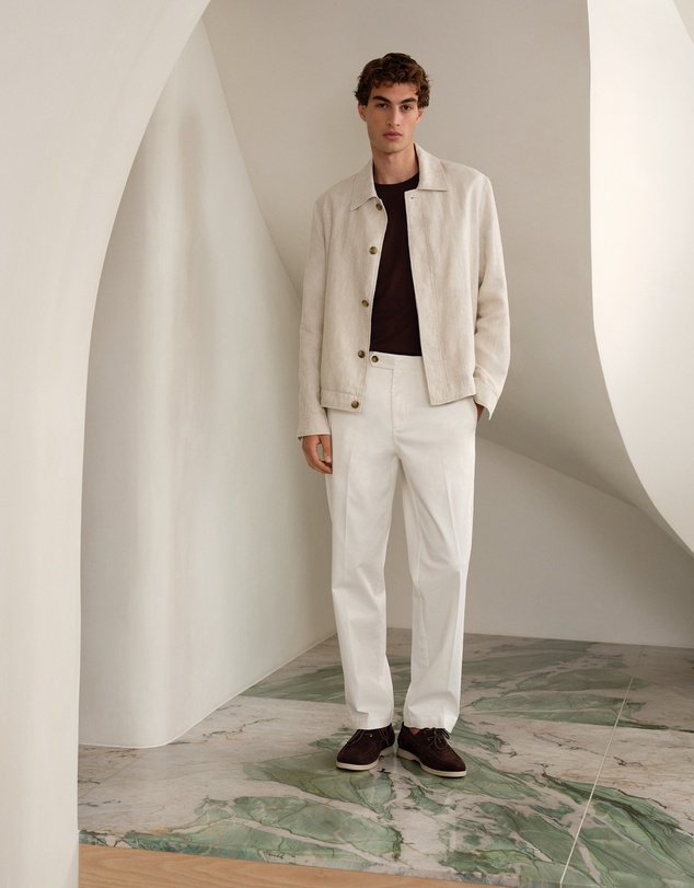 Trenery - Linen Harrington Jacket in Stone