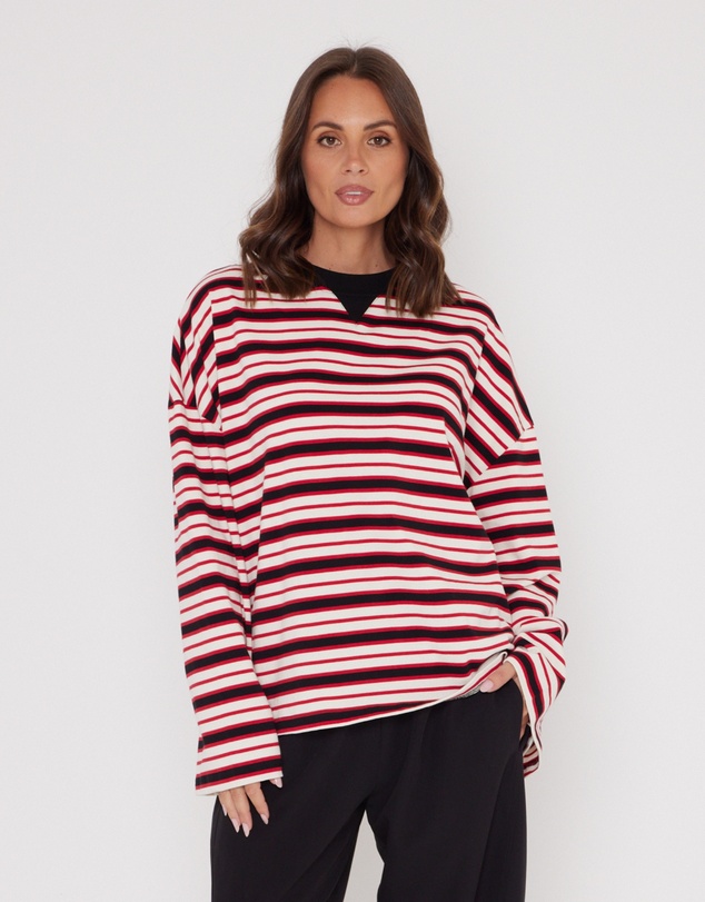 ALEXANDRA - Sable Long Sleeve Top Red Stripe